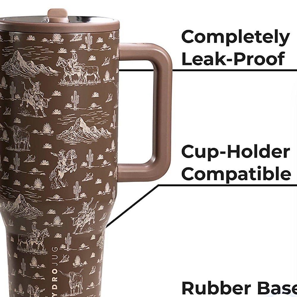 HydroJug Desert Drift Brown Western Print 40oz Traveler Tumbler NWT - Picture 5 of 7